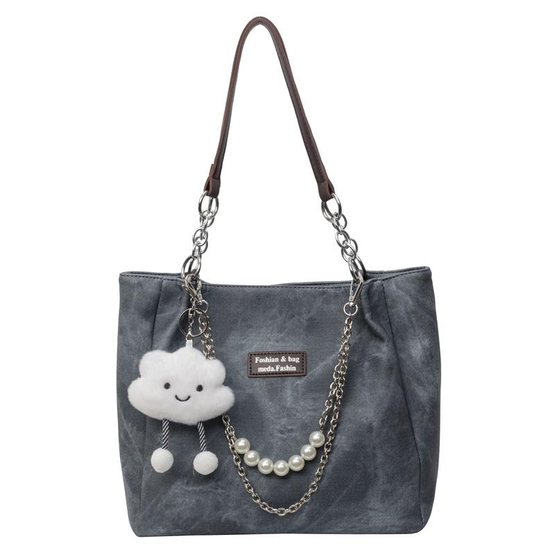 

Осенняя новая нишевая сумка-цепочка большой вместимости, женская сумка-тоут для通勤, на одно плечо, премиальная текстура, женская сумка Without pendant синий