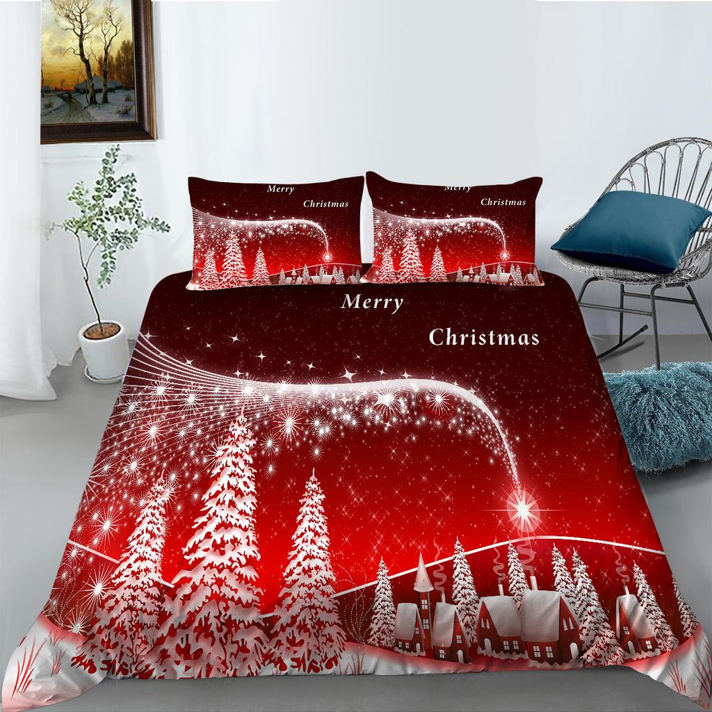 Weihnachtsgeschenk Serie Bettbezug Kissenbezug Zwei- oder Dreiteiliges Set Polyester Digitaldruck Feiertagsdekoration