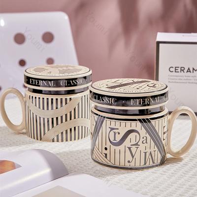 Tazze da caffè con coperchio retrò di lusso leggero, tazza da tè pomeridiano di alta qualità, tazza da yogurt squisita, tazza da latte per la colazione in casa, stoviglie creative