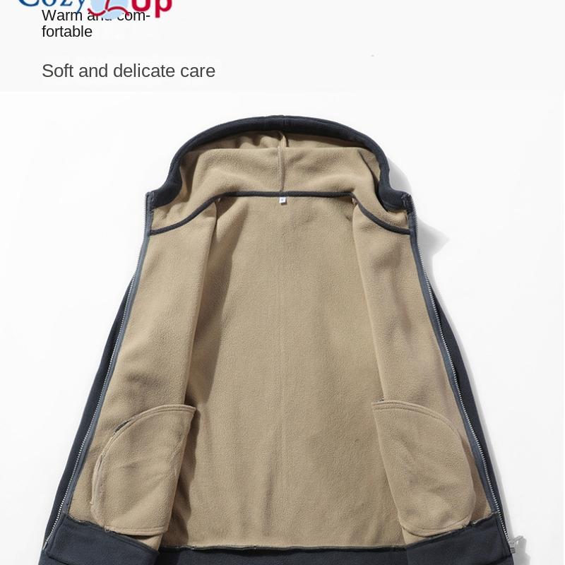 Cozy Up Men's Fleece Hoodie Sherpa Jacket Full Zip Warm Fuzzy Windproof Winter Coats Hooded Outwear