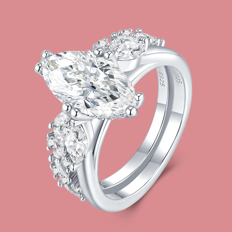 Luxury 3 Carat Marquise Cut VVS1 Moissanite Engagement Ring 925 Sterling Silver Fine Jewelry GRA Certified Wedding Ring