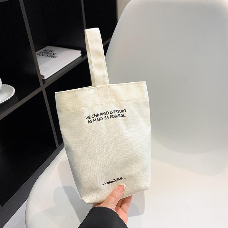 Cross-Border Ins-Style Canvas Water Bottle Tote & Mini Handbag for Women