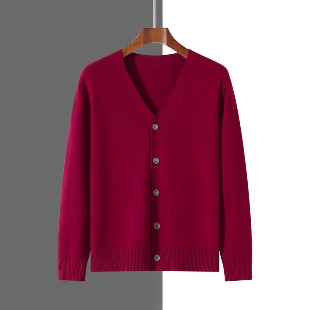 Men's Classic V-Neck Single-Breasted Korean-Style Loose Knit Cardigan Sweater