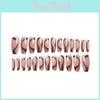 Wearable Grid Pattern Nail Stickers 24pcs Long Style Simple European And American Style Nail Decals