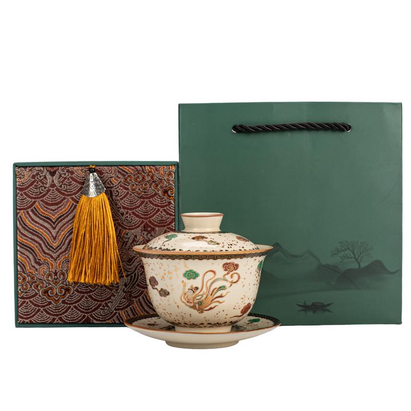 Dunhuang Ru Kiln Ceramic Gaiwan Tea Set