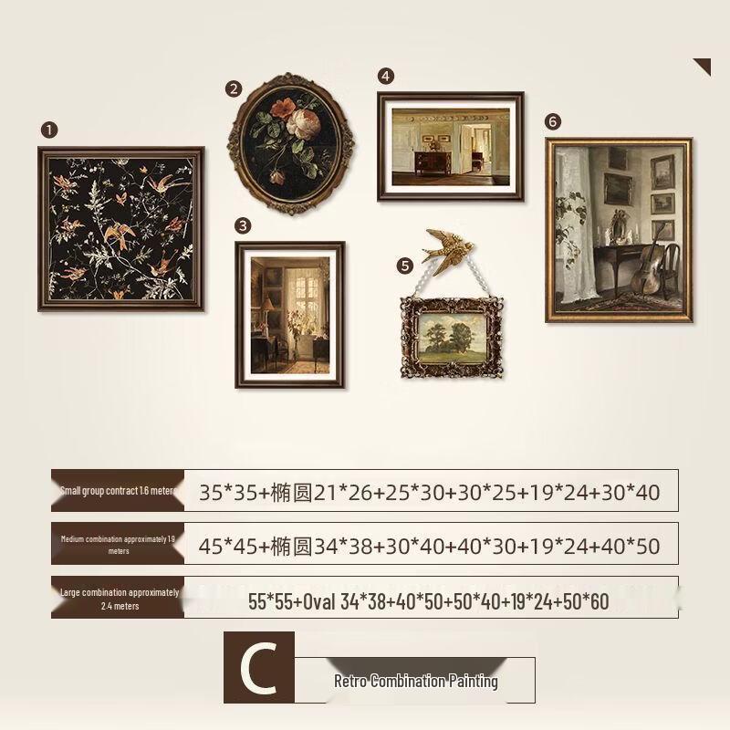 Handun French Vintage Living Room Canvas Wall Art Set