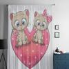 Two Cute Cartoon Kittens Sheer Curtains For Bedroom Living Room Tulle Curtains For Kitchen Window Voile Curtains