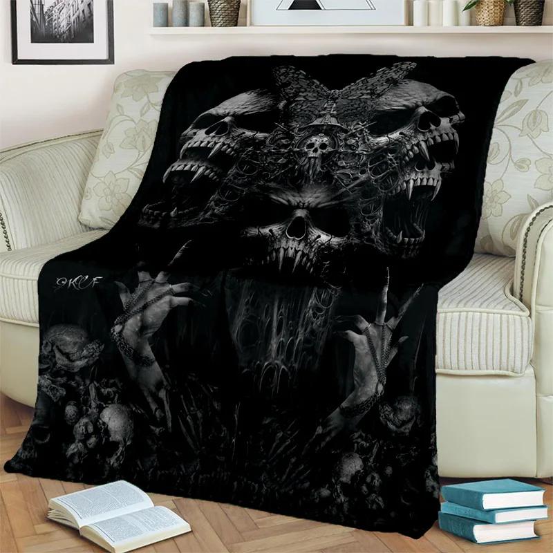 Gothic Horror Skull Ghost Cartoon Blanket Soft Throw for Home Bedroom Bed Sofa Picnic Travel Office Cover Kids