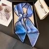 Long small silk scarf women's spring, autumn and summer black neck protection scarf with shirt streamer ribbon belt thin scarf