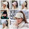 with Ear Flaps Winter Women's Hat Knitted Open-Top Ponytail Hat M Letter Baseball Cap  Teenage