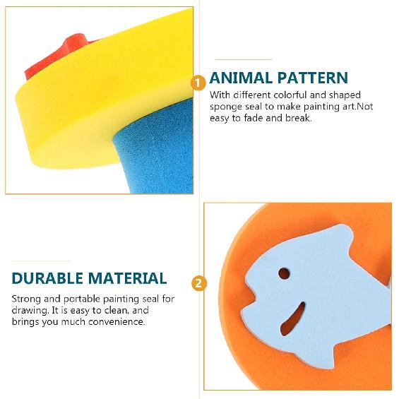 NUOBESTY Kids Painting Sponge 6Pcs EVA Paint Stamper Ocean Animal Pattern Sponge Painting Shapes Early Learning Finger Paint Sponge Craft Drawing