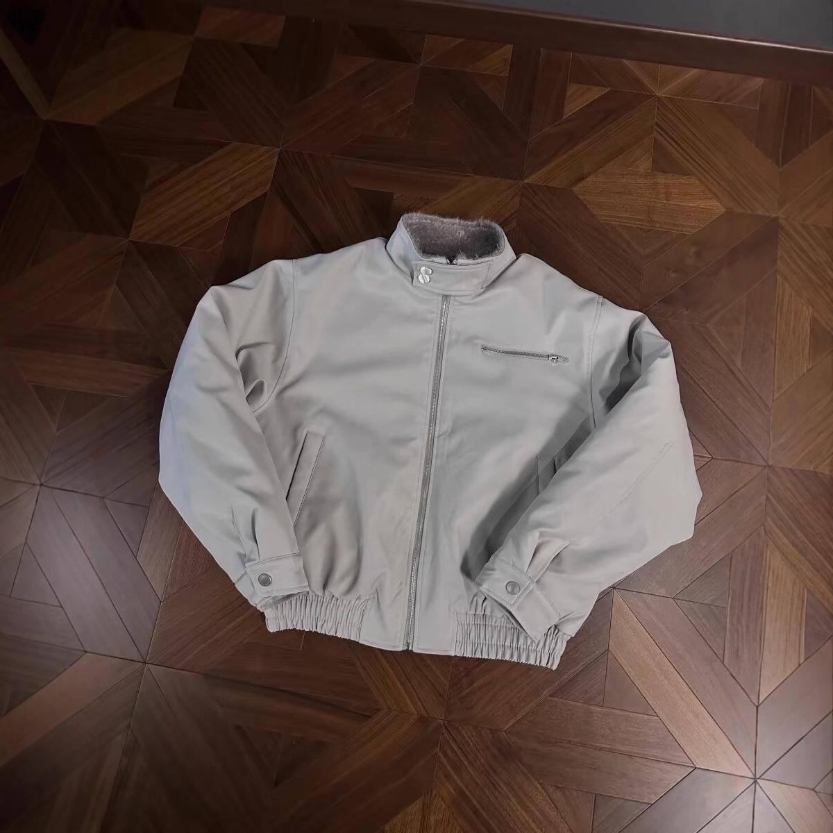 

Men s Winter Fur Collar Harrington Jacket - Thickened, Warm, Bomber Style, Loose Fit, Cotton-Padded. L сірий колір