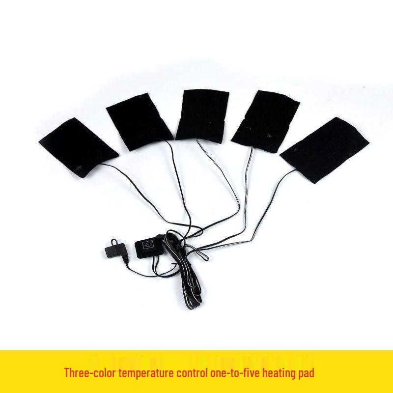 USB Heated Clothing: DIY 5-in-1 Carbon Fiber Heating Pads with Three-Level Temperature Control, Waterproof Electric Heating Film (5V)