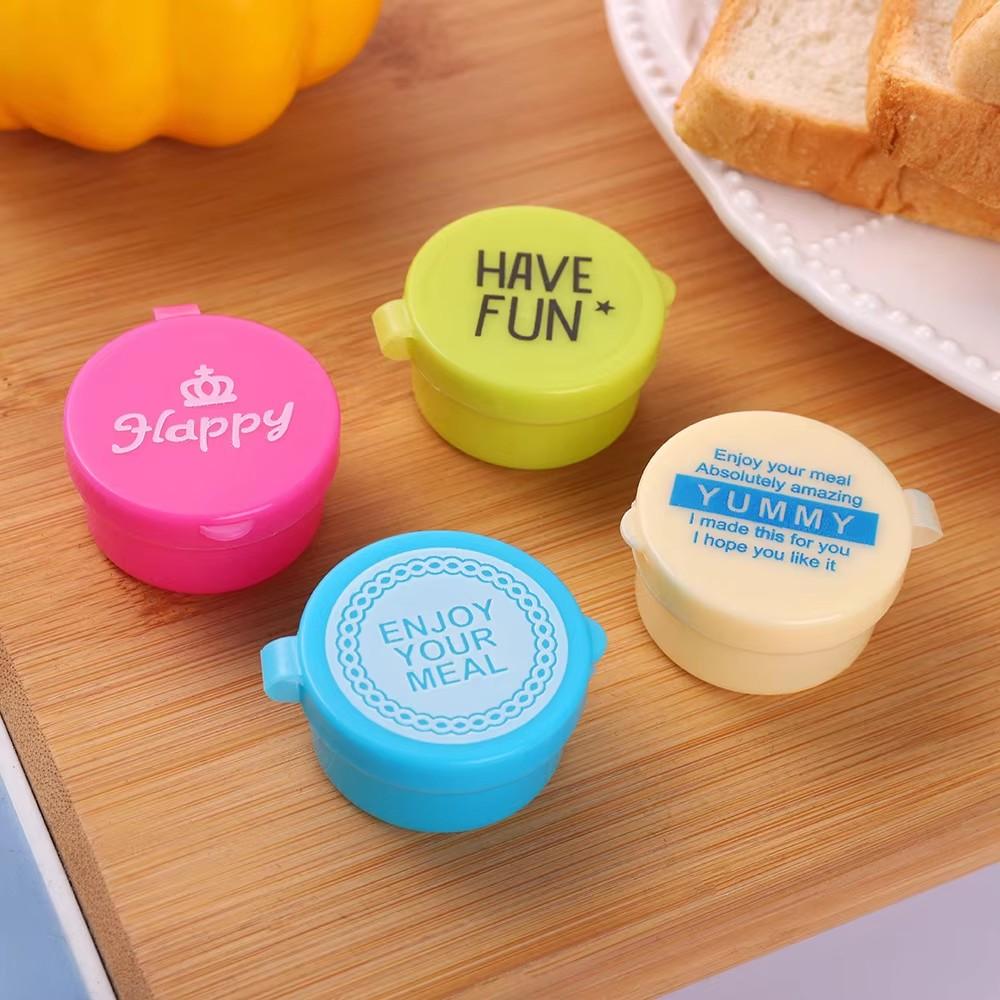 4Pcs Mini Lunch Box Accessories Portable Travel-Sized Seasoning Container Cute Pattern Tomato Honey Condiment Container For Kids