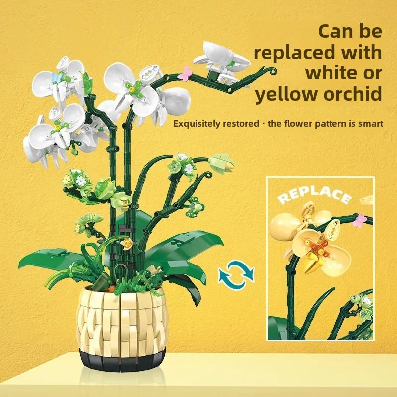 Orchid Potted Bordplate Modell Gave Jente stykket sammen Montering Byggeklosser Lekegave