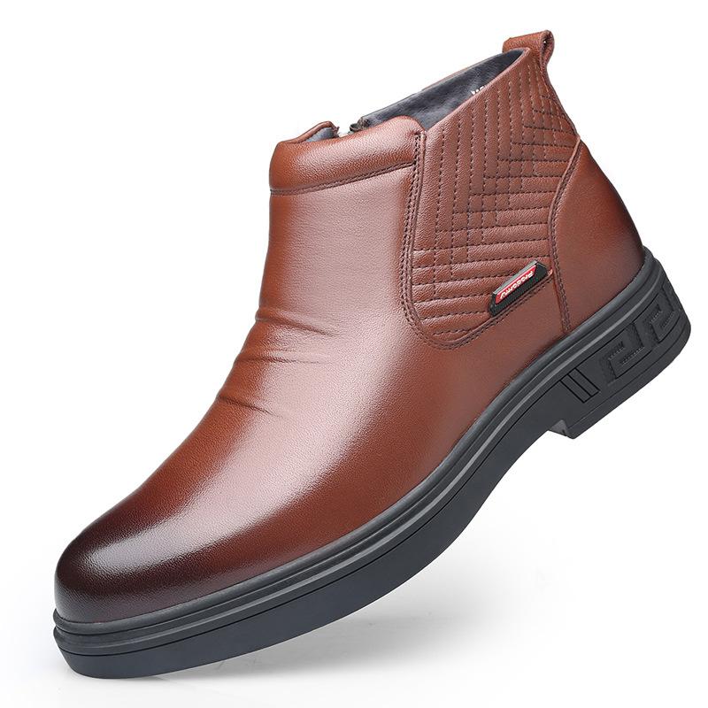 

Туфли из деловой кожи с головой старика, для работы, на толстой подошве, высокие, бархатные, мужские, повседневные, одинарные, мужская формальная обувь HGH19-98 44 коричневый