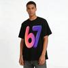 Gradient Number 67 Trendy Casual Printed Top Unisex Loose Fit Tee Pure Cotton T-shirt