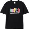 Teacher Shirts Women ABCD Teacher Tshirt Teacher Life Shirt Tops Back To School Gifts Casual Summer Tops Black