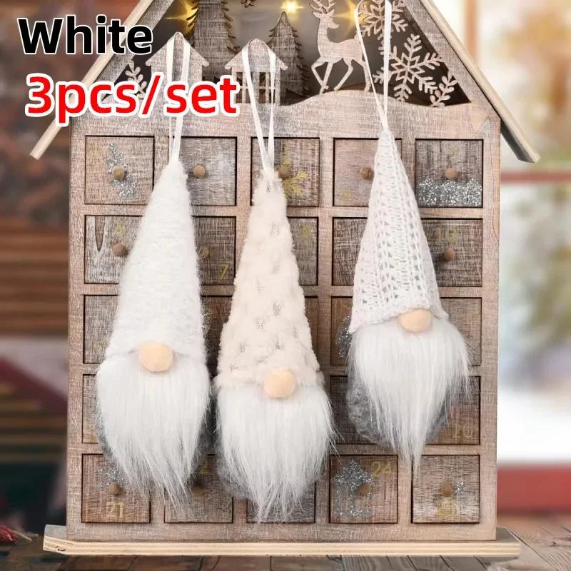 3 pcs Gnomes de Noël en Peluche Poupée Père Noël Tissu Tricoté Ornements Suspendus Arbre de Noël Gonk Nain Elfe Décoration Cadeaux Nouvel An