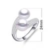 New Double Pearl Adjustable Natural Freshwater Pearl Original 925 Silver Zircon Women's Ring Fine Bridal Jewelry