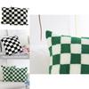 Geometric Checkered Sherpa Fleece Pillow Covers For Sofa Living Room Home Decor