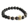 Lava Stone Bracelet Crystal Gemstone Gold Crown