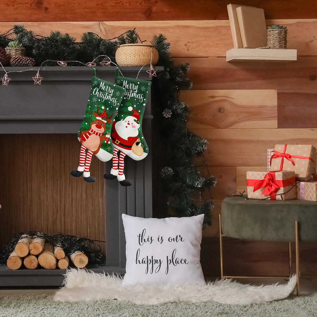 4 st Julstrumpor Bekväma Söta Tecknade Älg Gammal Man Julgran Snögubbe Dekorativa Strumpor för Jul