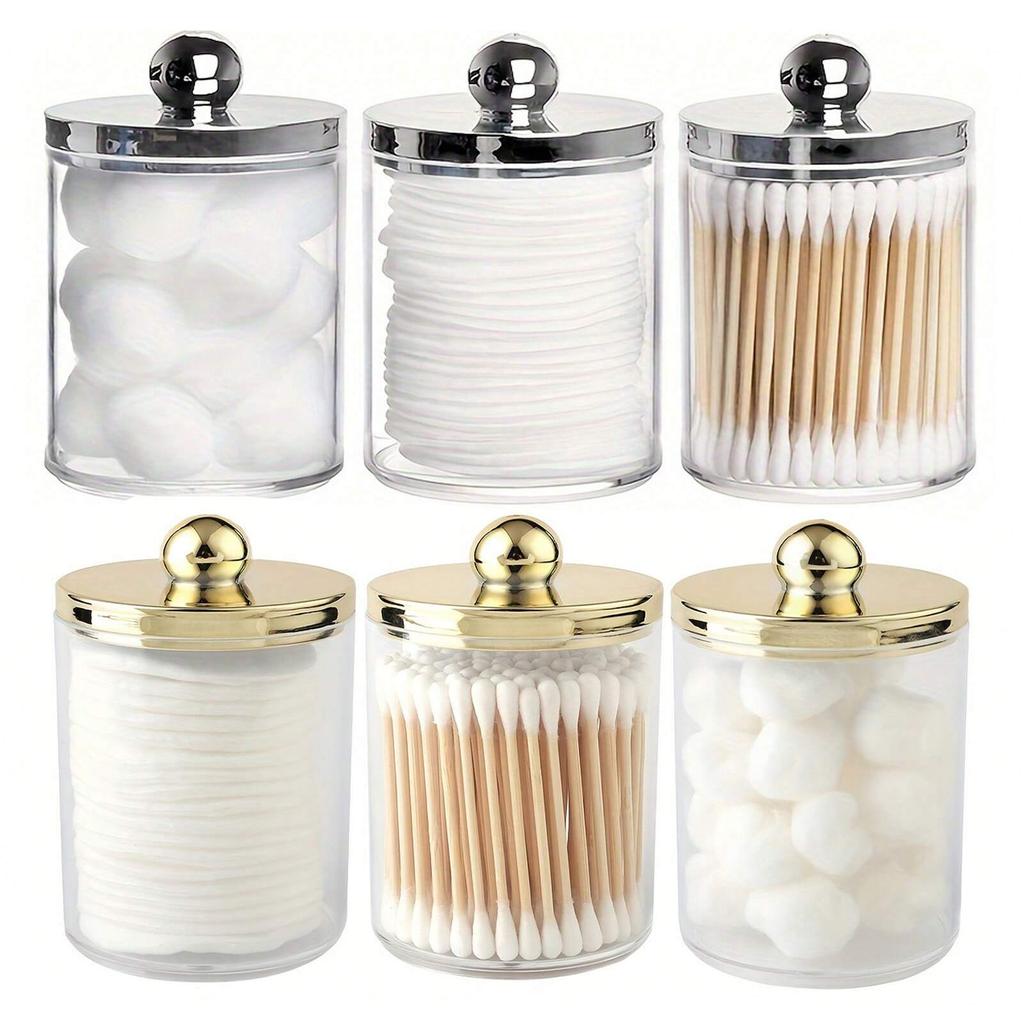 1/2/3pcs Acrylic Qtip Holder Dispenser Storage Box Bathroom Organizer Jars Round Cotton Ball Pad Swab Holder Dispenser Container