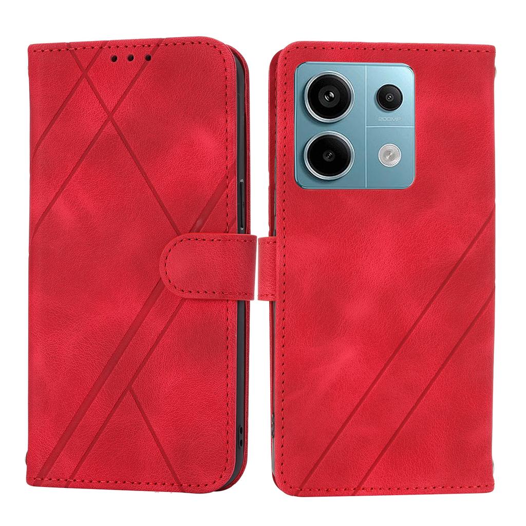 For Xiaomi Redmi Note 13 Pro 5G/Poco X6 5G Wallet Case PU Leather+TPU Phone Cover Imprinted Line