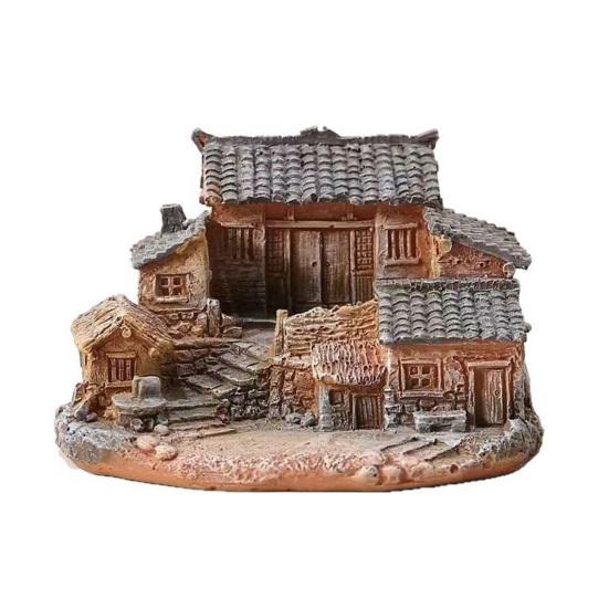 Old Rural House Miniature Nostalgic Mini Countryside House Resin Ornament Rustic Tiny House