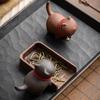 Creative Kitten Modeling Ceramic Kung Fu Accessories Purple Clay Tea Set for Pets Cute Cat Raise Tea Fun Home Tea Art Ornaments