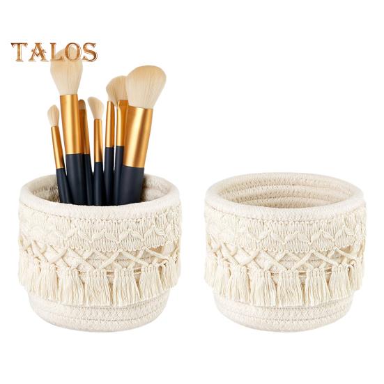 Aufbewahrungskorb Make-up Pinsel Organizer mit Quastendekoration Große Kapazität Mehrzweck Webdesign Aufbewahrungskorb