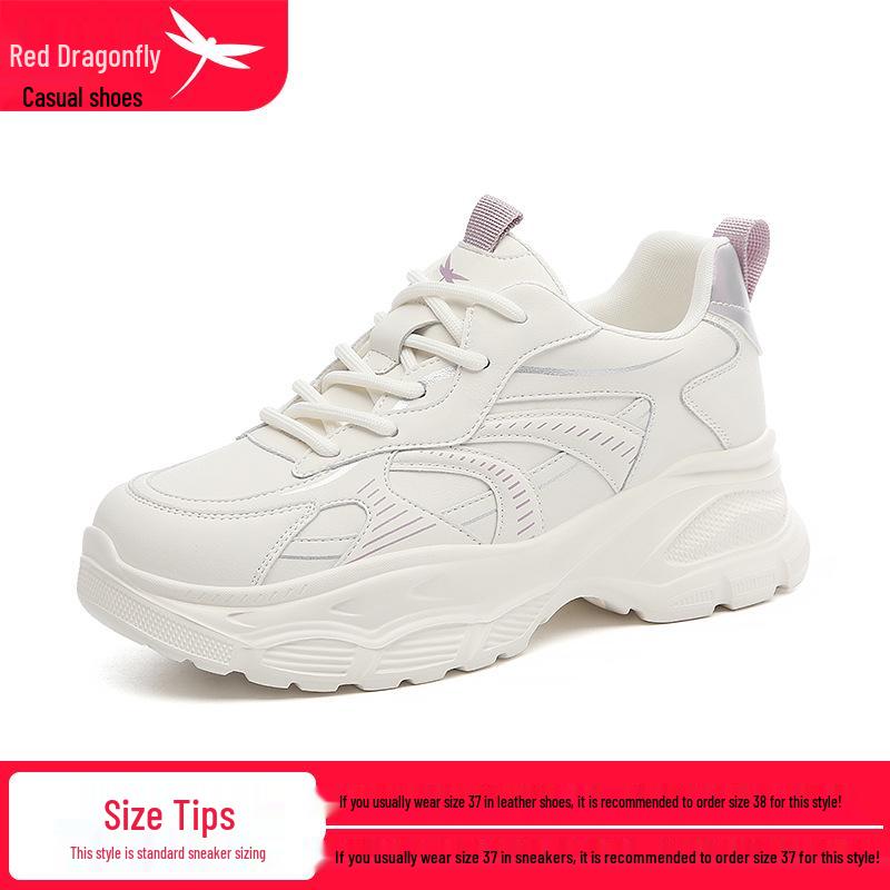 Red Dragonfly Women's Thick Sole Height Increasing Dad Shoes for Autumn/Winter - Casual Sports Style for Students