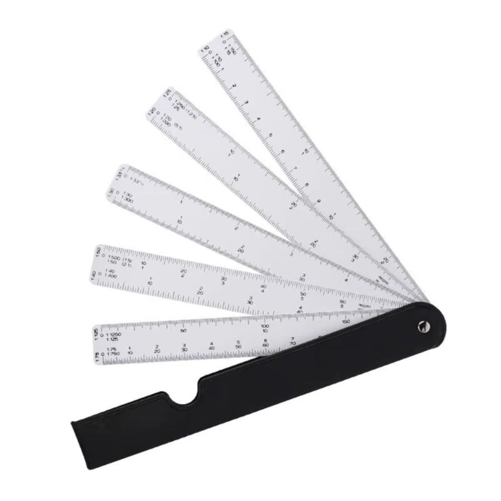 5 Blades Fan Shape Scale Ruler Drawing Tools Scale Ruler Clothing Ruler Foldable Rulers  Stationery