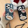Denim Lace Kitty Kitten Mobile Phone Case for Apple 17/16PRO Cartoon Retro Case iPhone15/14P