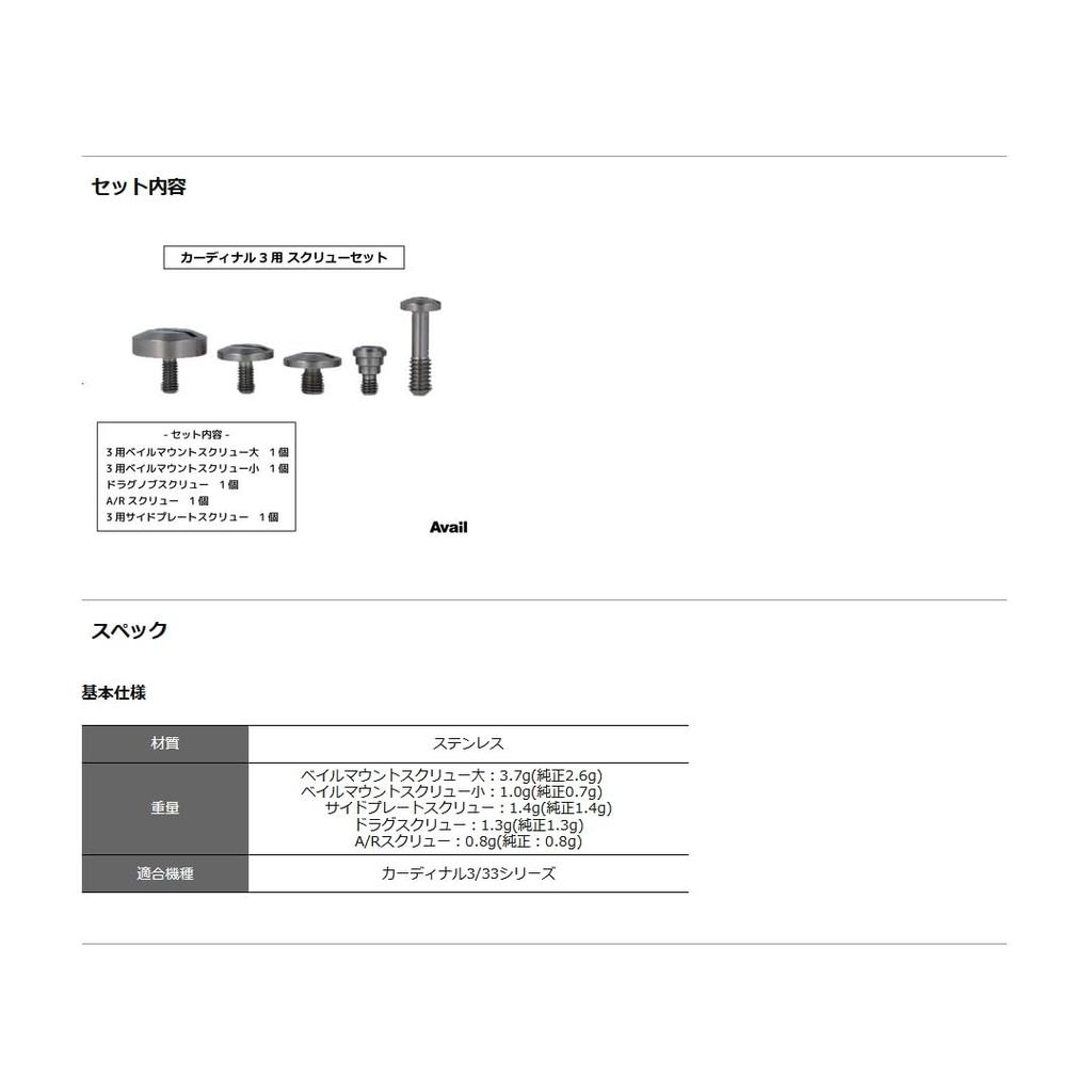 Avail Cardinal 3 Screw Set Cd3_sc_set_sus