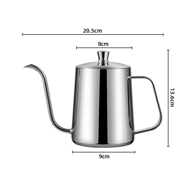 Stainless Hand Drip Coffee Hot Water Pot with Lid Gooseneck Kettle Hanging Ear Coffee Non-stick Home Kitchen Cafe Accessories