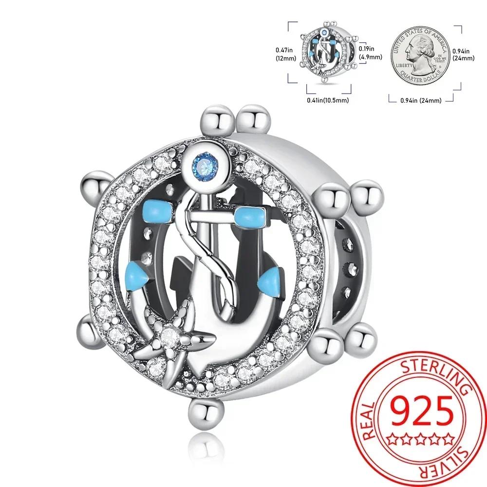 Kupfer Blau Ozean Serie Perlenanhänger Passend Für Das DIY Armband Der Marke Damenschmuck Freundin Geschenke