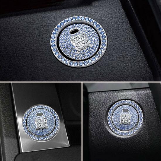 Car Accessories Auto Decorative Start Switch Button Diamond Ring Cap Cover Set