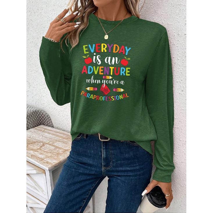 Women's Casual Sports Long Sleeve T Shirt Stylish and Comfortable Pure Cotton, Breathable Essentials for Spring and Summer Vibrant Printed Patterns