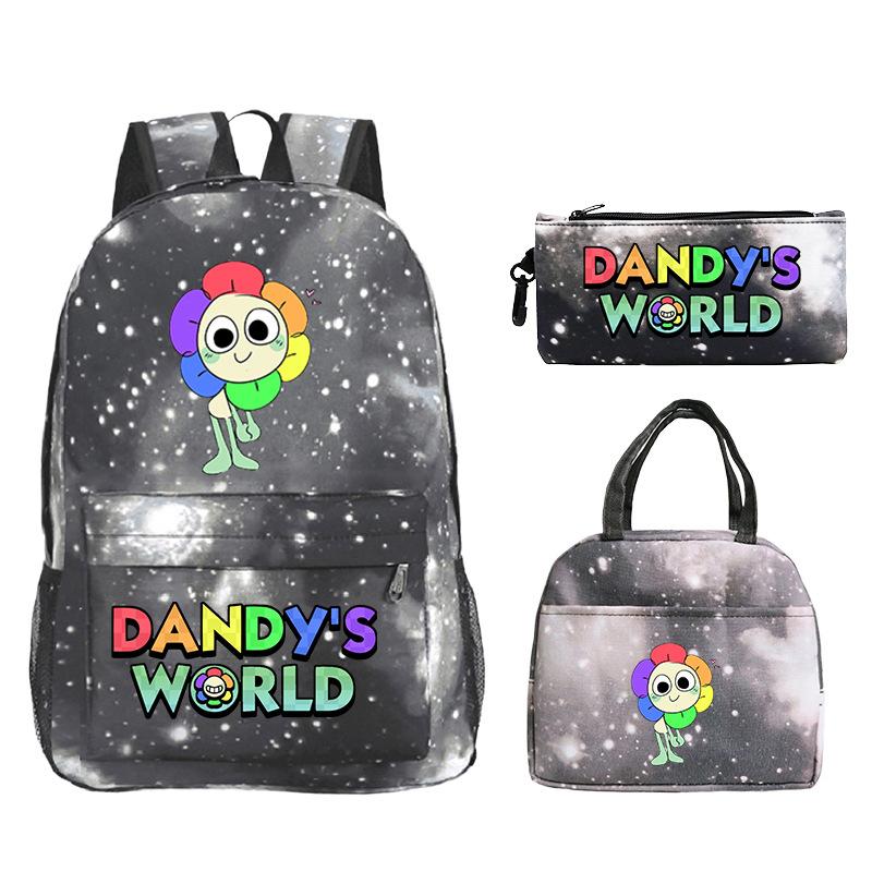 Dandy's World Game Merchandise Printed Primary and Secondary School Schoolbag Three-piece Set Foreign Trade Popular Children's Backpack
