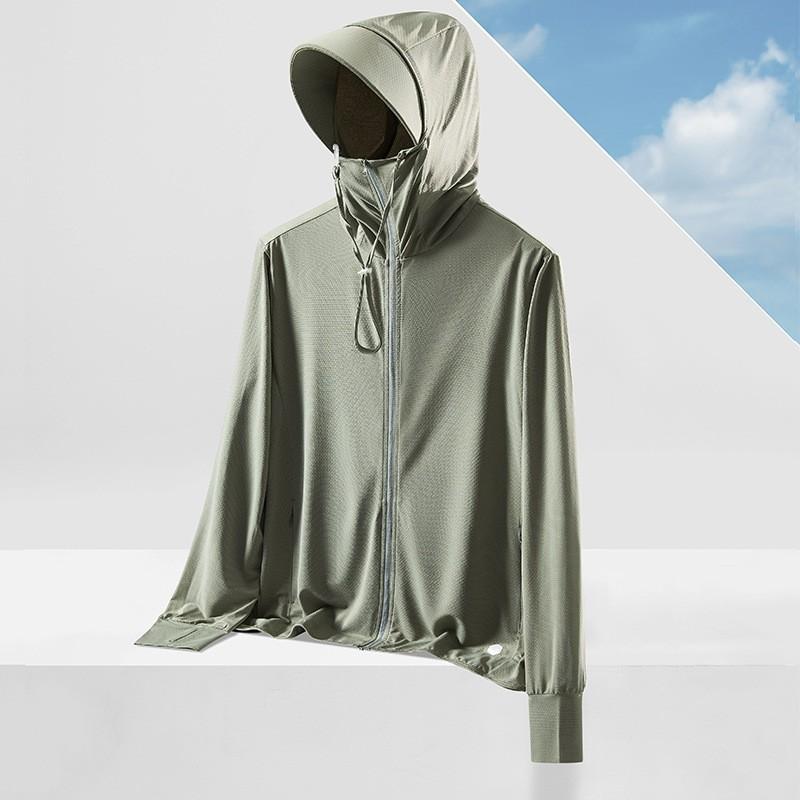 Outdoor men's sunscreen clothes summer ice silk breathable and cool skin clothes thin large brim sunscreen clothes jacket women's models