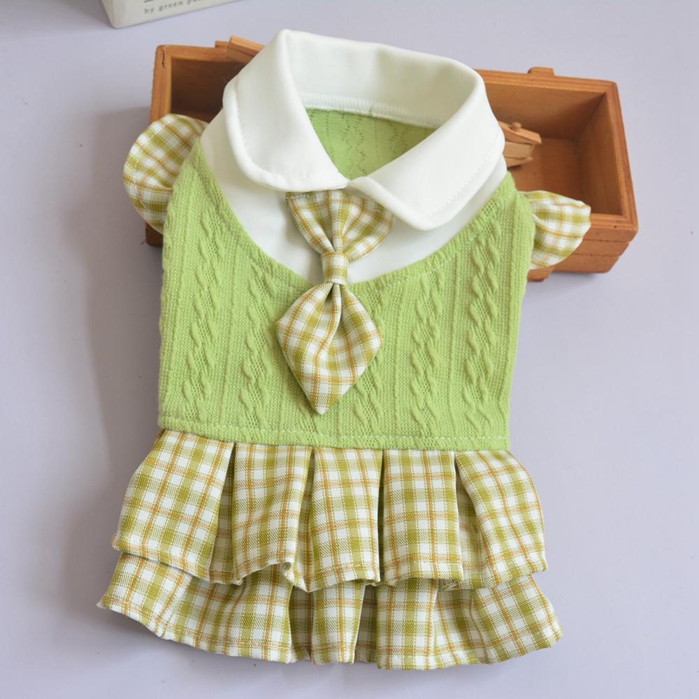 Spring SummerDog Clothes College Style Pet Dog Tie Dresses Small Dog Cat Clothing Plaid Tutu Skirt Dress For Puppy Girl Costumes