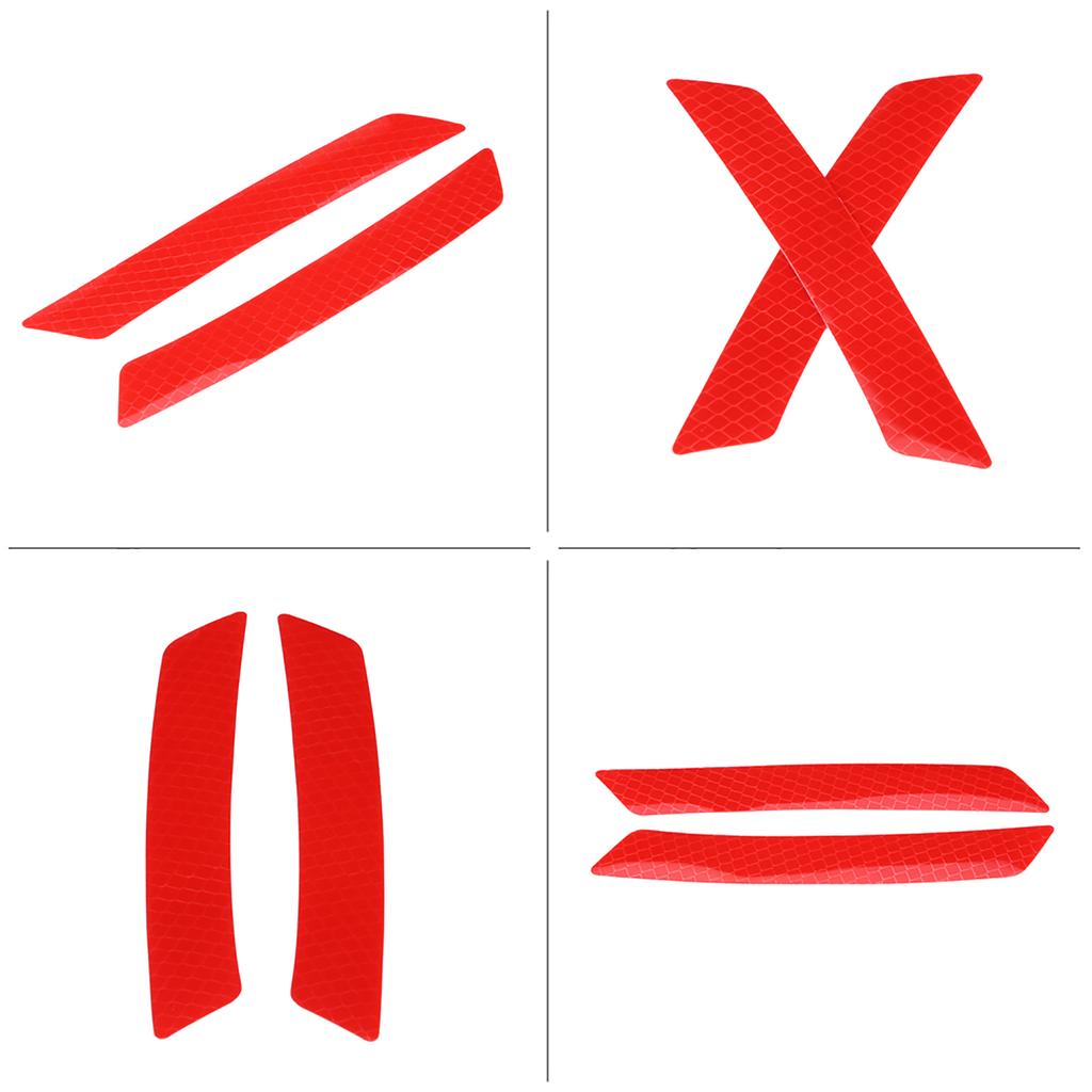 4Pcs Car Wheel Eyebrow Bumper Reflective Safety Warning Strip Tape Sticker Decal Red