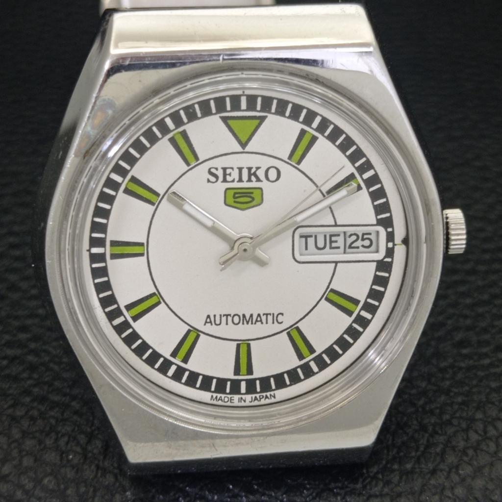 GENUINE VINTAGE SEIKO 5 JAPAN 6309A AUTOMATIC MENS WHITE DIAL WATCH a702718-1 R210-a702718