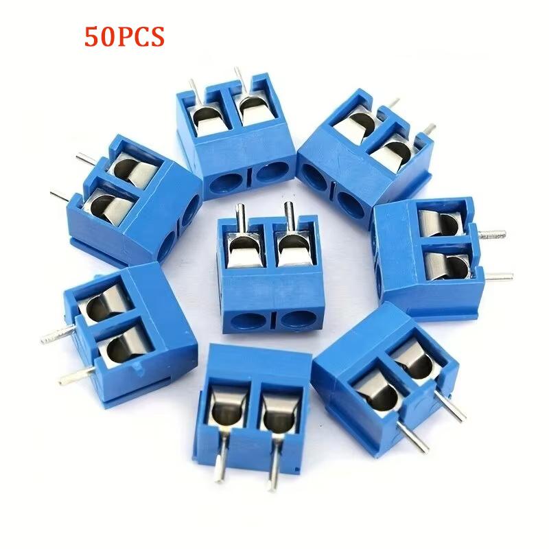 50PCS KF301 Screw 2Pin 5.0mm Straight Pin PCB Screw Terminal Block Connector
