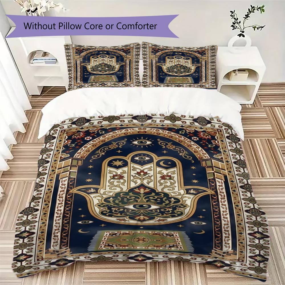 Hand of Fatima Pattern Bedding Uilt Set Uilt Cover Pillowcase Home Decoration Birthday Gift (1 * Duvet Cover + 2 * Pillowcase Without Core)97