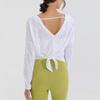 Women's  Long Sleeve Shirt Loose Satin Top Embossed Lace R-neck Silk Lined Top
