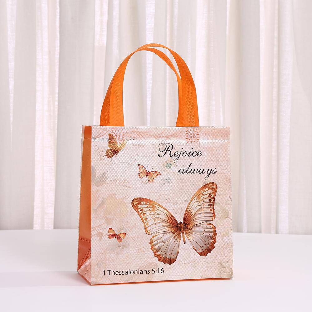 12/30pcs Butterfly Print Non Woven Tote Bags Laminated Waterproof Shopping Bags Reusable Gift Bags for Party Favor Packaging