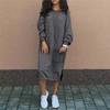 Big Size Autumn Winter Fashion Solid Sweatshirt Dress For Women O Neck Long Sleeve Casual Loose Femme Dresses New Office Ladies Dress